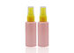 Płaskie różowe różowe PET 50 ml Małe plastikowe butelki w aerozolu do wielokrotnego napełniania żółtą pompką
