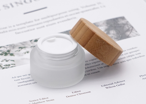 Frosted Clear Cream Cosmetic Jar Pojemnik 100g Pusty Z Bambusową Pokrywką