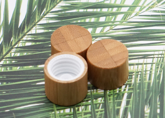 Kosmetyczny plastikowy cylinder z zakrętką pokryty bambusem 18 mm 15 mm do butelek