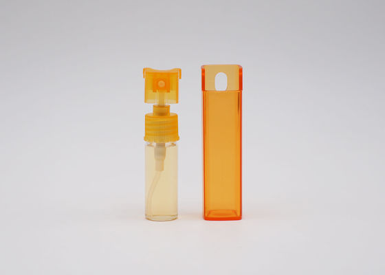 Zielona pomarańczowa kwadratowa plastikowa butelka podróżna z atomizerem o pojemności 10 ml