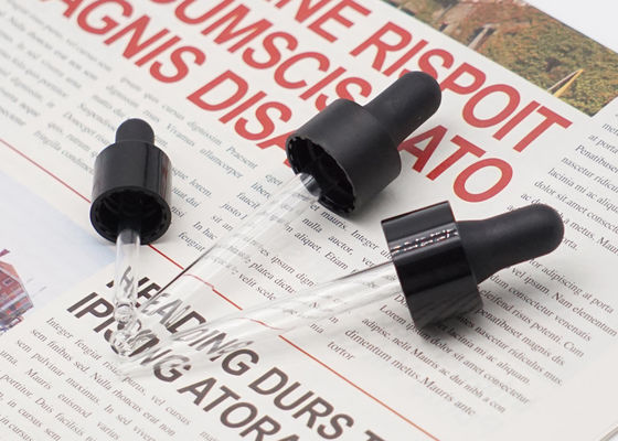 15mm 18mm 24mm Czarna szklana pipeta z zakraplaczem Gładka plastikowa nasadka do butelek